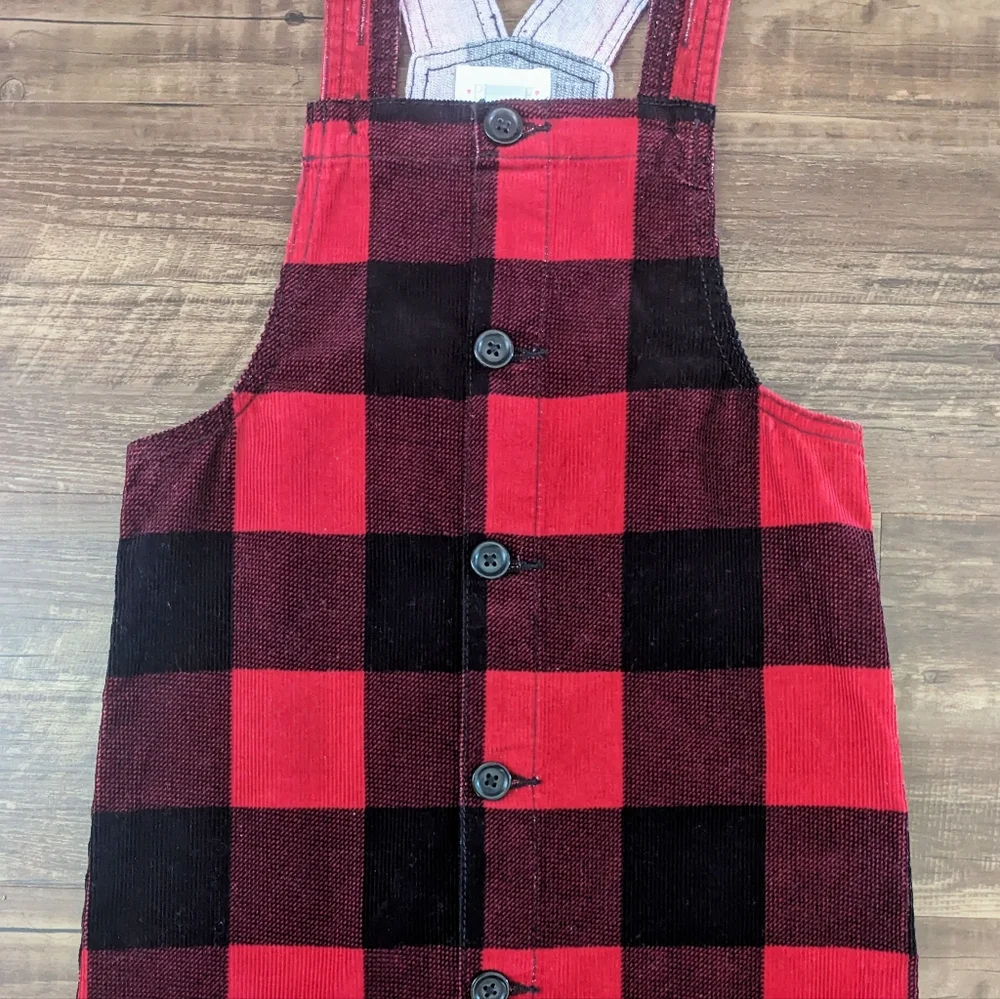 Children's Place Buffalo Plaid Jumper Overall Skirtall Dress